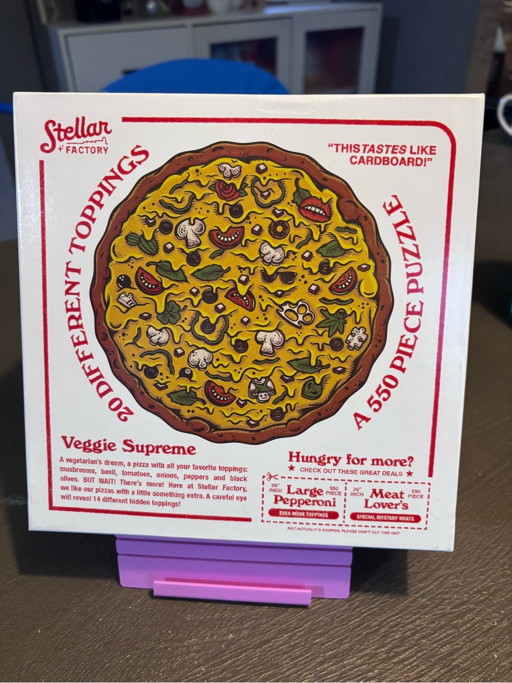 Stellar Veggie Supreme 550-Piece Pizza Puzzle - Yellow. DIFFICULT!